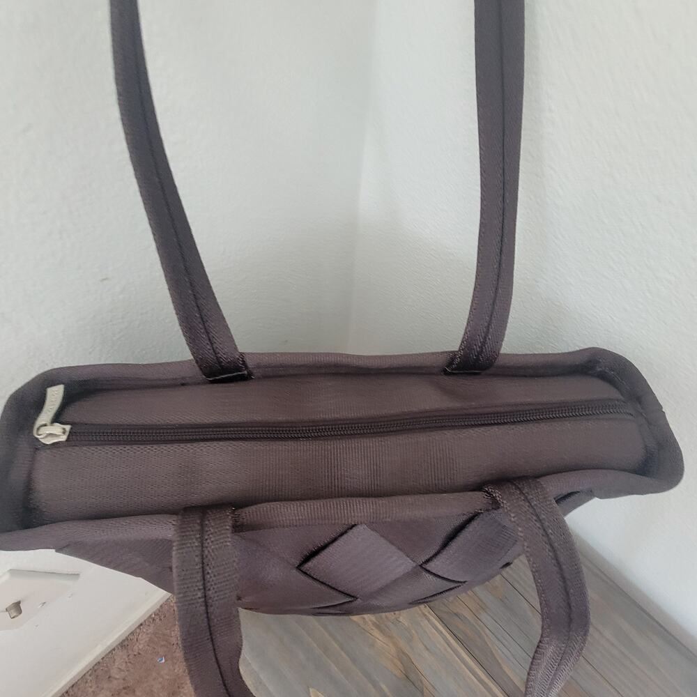Maggie Bags Recycled Thick Seatbelt Webbing Tote Shoulder Bag Brown Purple 13x9‎ - Picture 5 of 16
